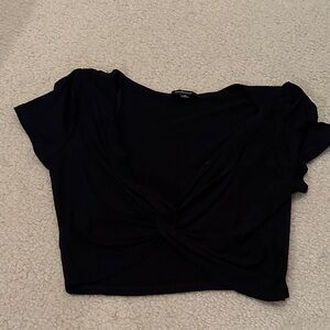 Ambiance Black Twist-Front Crop Top